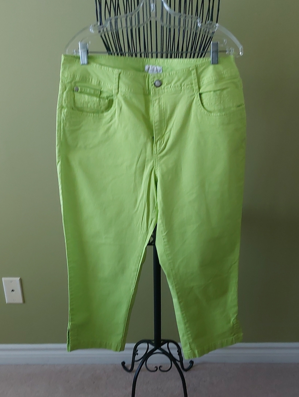 Women's Lime Green Stretch Crop Jeans